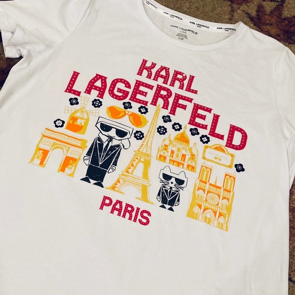 Karl Lagerfeld Crystal Embellished Tee T-Shirt - Picture 2 of 5